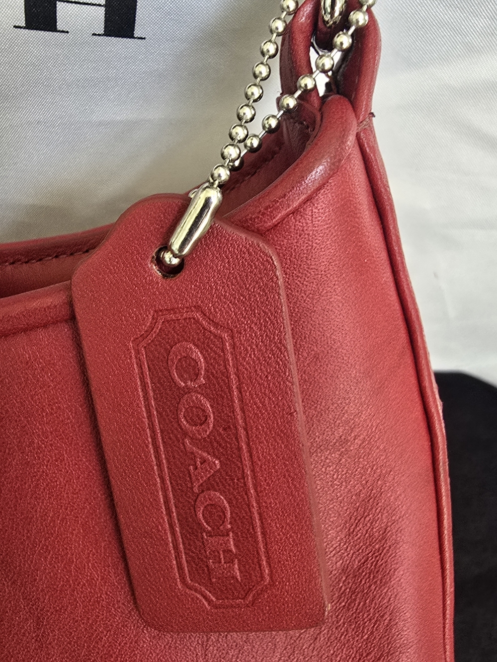 Vintage Coach Red Leather Girlie Hobo Shoulder Bag BRAND NEW - Picture 3 of 8